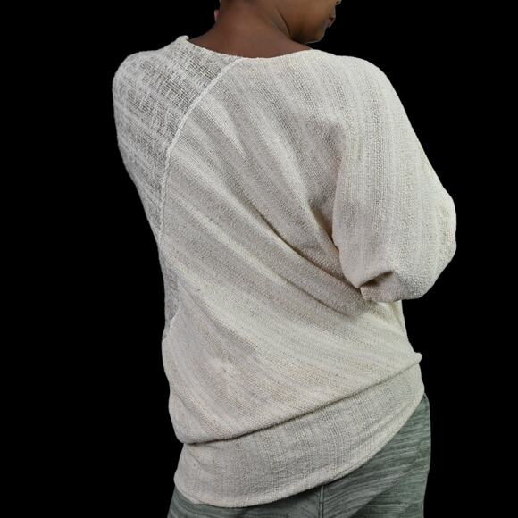Vintage Nikos HandWoven Top Beige Tan Fiber Arts Asymmetrical Sweater Size Small - Picture 2 of 12